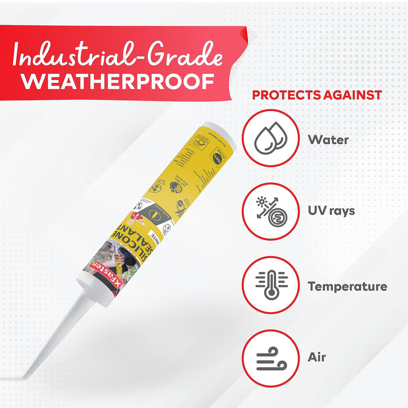[Australia - AusPower] - XFasten White Silicone Caulk 10.1 oz 100% Silicone Odorless Waterproof Sealant for RV Caulking Exterior, Aquarium Silicone, Bathtub Caulk, Window | Bathroom Caulk Marine Outdoor Caulking Weatherproof Single Pack (10.1oz) 