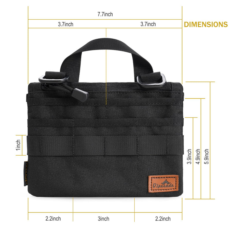 VIPERADE VE5 Slim EDC Pouch with 7 Pockets, Mens Pocket Organizer Multitool Pouch, Mini Crossbody Messenger Bag (No Strap) Black