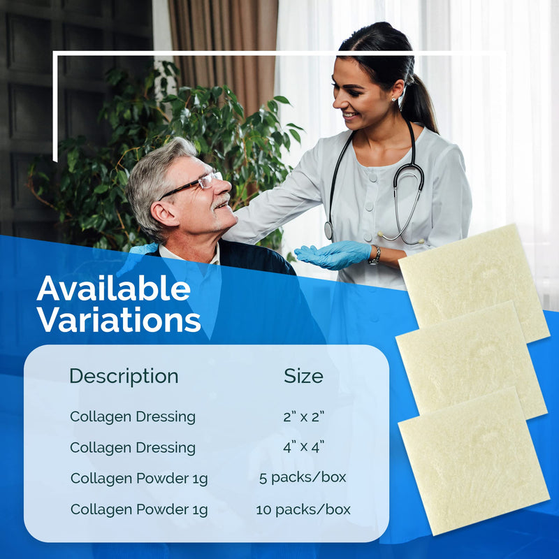 [Australia - AusPower] - Collagen Dressing Pads - 4 x 4 in 5-Pack Collagen Pads for Wounds - Non-Adherent Collagen Dressing for Wound Care - Safe n' Simple Wound Care Supplies 4" x 4" 