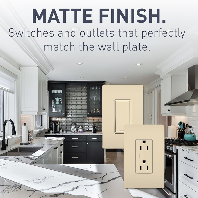 Legrand Radiant 15 Amp GFCI Self-Test Decorator Duplex Electrical Wall Outlet, Power Outlet with Trip Indicator, 1597LACCD12, Ivory, 3 Pack