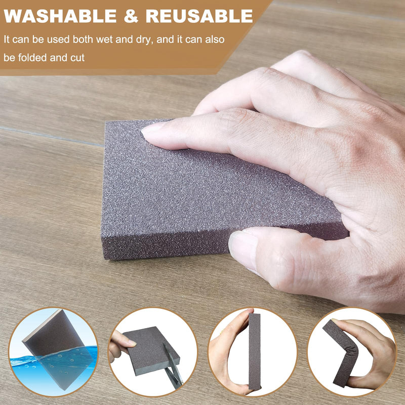 [Australia - AusPower] - 6 Pack 320 Grit Hand Sanding Block, Washable and Reusable Sanding Sponge Great for Pot Brush Pan Brush Sponge Brush Glasses Sanding Wood Sanding Metal Sanding (320 Grit) 