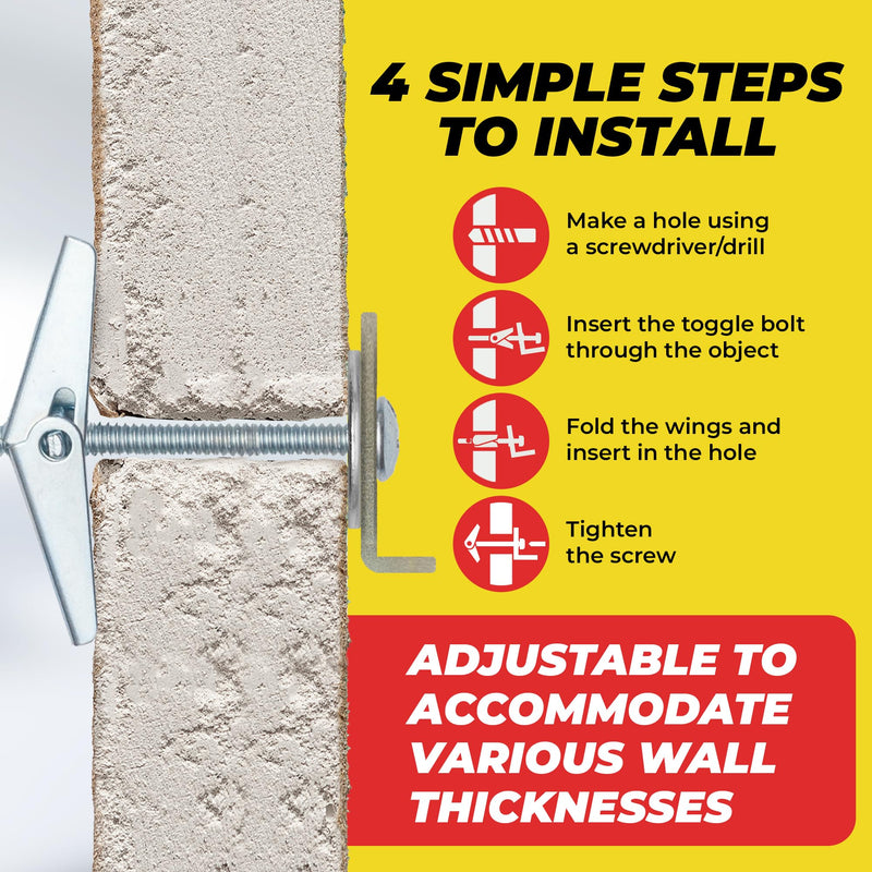 [Australia - AusPower] - QUALIHOME Spring Toggle Bolt Anchors - Heavy Duty Wall Anchors for Hanging Items w/Hollow Walls & More - Stainless Steel Hollow Wall Anchor for Frames, Shelves, Mirrors & More, 20 Pack (3/16" x 2") 3/16" x 2" 