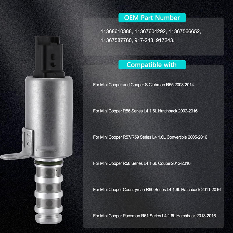 AULINK 11368610388 11367587760 OCV Oil Control Variable Valve Timing VVT Solenoid 2 PCS For Mini Cooper R56 2002-2016,R57/R59 2005-2016,R58 2012-2016,R60 2011-2016,R61 2013-2016