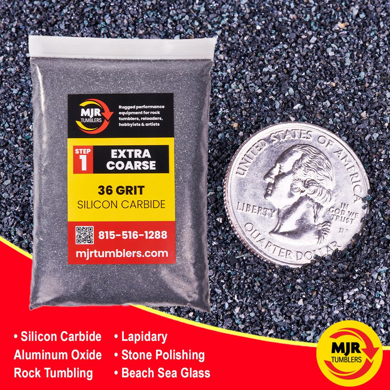 [Australia - AusPower] - 1lb MJR Tumblers 36 Grit Premium Extra Coarse Extremely Fast Cutting Silicon Carbide Rock Polishing Grit for Step/Stage 1, MJR Tumblers is a Disabled and Veteran Owned Company Proudly Located in USA 1 LB 36 Grit Step 1 