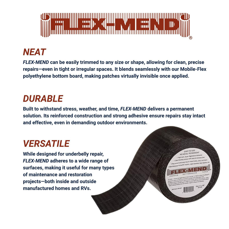 4” x 108’ Belly Repair Tape for Manufactured Homes – Heavy Duty Waterproof Bottom Board & Underbelly Patch Tape for Mobile Homes & RVs, Permanent Vapor Barrier & Insulation Seal