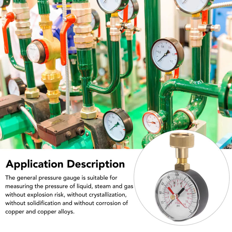 [Australia - AusPower] - Focket Water Pressure Gauge, 0 to 200 PSI 14 Bar, Universal Water Pressure Gauge with 3/4" Garden Hose Thread, Aluminum Alloy Hose Bib Gauge, Water Pressure Gauge 