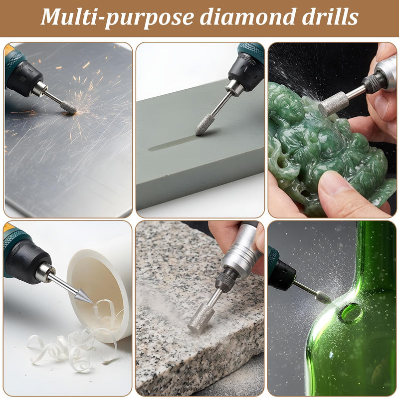 30 Piece Diamond Grinding Pen Set for Accessories, Rotary Cutter Drill Bit Tool Set, High-Quality Diamond Coating for Stone, Glass, Carving, Jade, Hardwood, Tiles, Ceramic