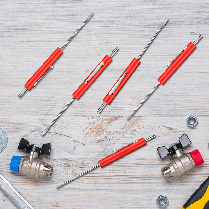 [Australia - AusPower] - Zhehao 10 Pcs Pocket Screwdriver with Valve Core Removal Tools, Mini Screwdriver Set Small Dual Use Screwdriver Kit with Clip for Mechanics Electricians Electronic Technician Assembler?Red? Red 