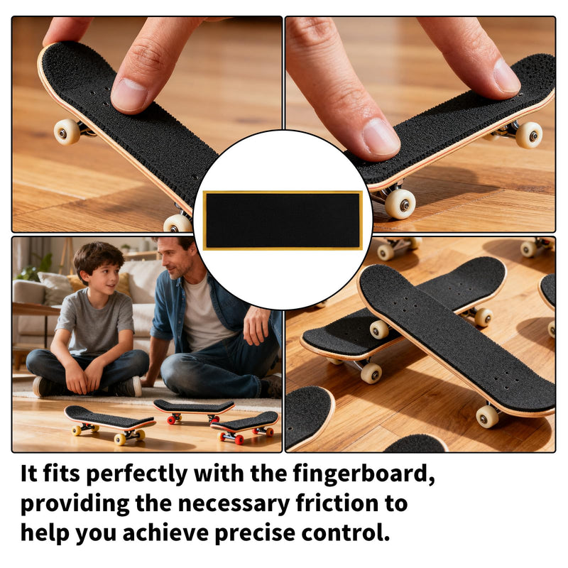 60pcs Fingerboard Grip Tapes, 11x3.8cm/4.33x1.5in Strong Adhesive Anti Slip Stickers PET Backing Foam Tape for Finger Skateboard Games & Tricks (Black) 60