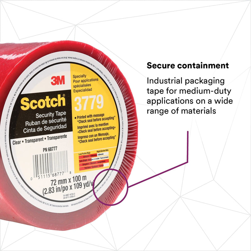 3M Scotch Security Message Box Sealing Tape 3779, 72 mm x 100 m, Individually Wrapped Conveniently Packaged (Pack of 2) 72 mm x 100 m (Pack of 2)