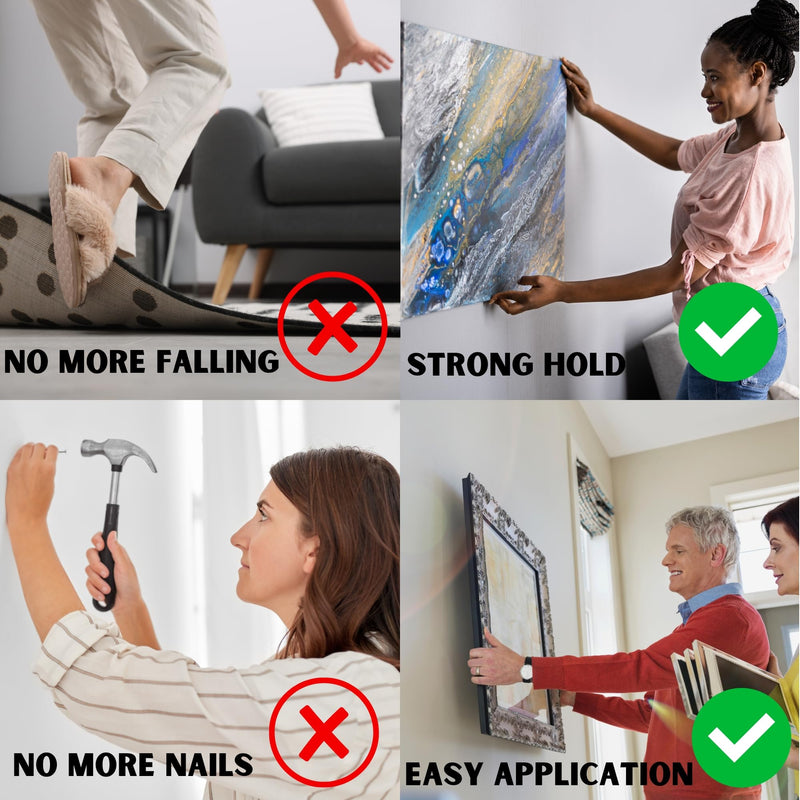 Double Sided Mounting Tape Heavy Duty Nano Two Sided Adhesive Strip Strong Magic Picture Poster Wall Hanging Decor Office Classroom Bubble Kit Transparent Removable Sticky Clear Stick Carpet 20 Feet 2