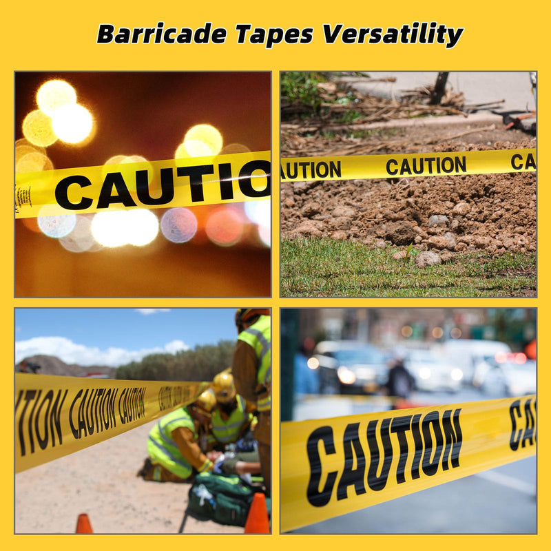 ZKH Yellow Caution Tape - 3 Pack High Visibility 3 inch x 1000 feet Yellow Tape with Bold Black Text for Safety and Hazard Warnings for Construction/Danger/Halloween Decorations 3PCS