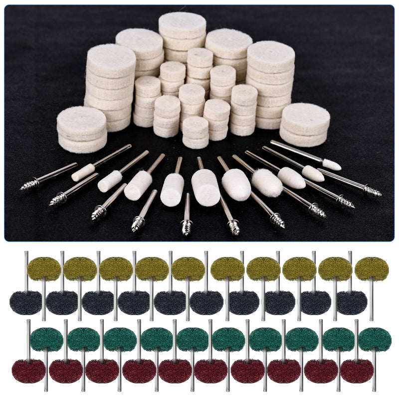 [Australia - AusPower] - bssmmai Pack of 140 Wool Felt Polishing Attachments Compatible with Dremel, Multifunctional Polishing Set with Storage Box, Polishing Disc Set for Metal, Wood, Jewellery, Bicycle, Wheel Hub 