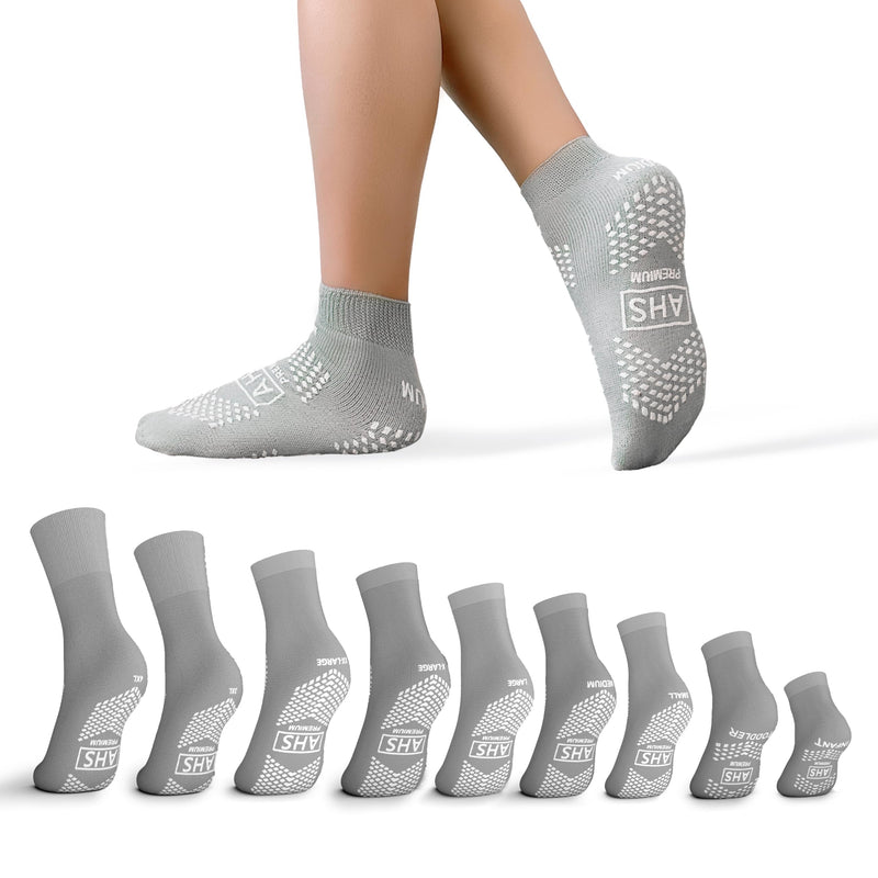 [Australia - AusPower] - Non-Slip Grip Socks – 6 Pairs | Hospital Socks for Men & Women | Anti-Skid for Adults Gray 4X-Large 