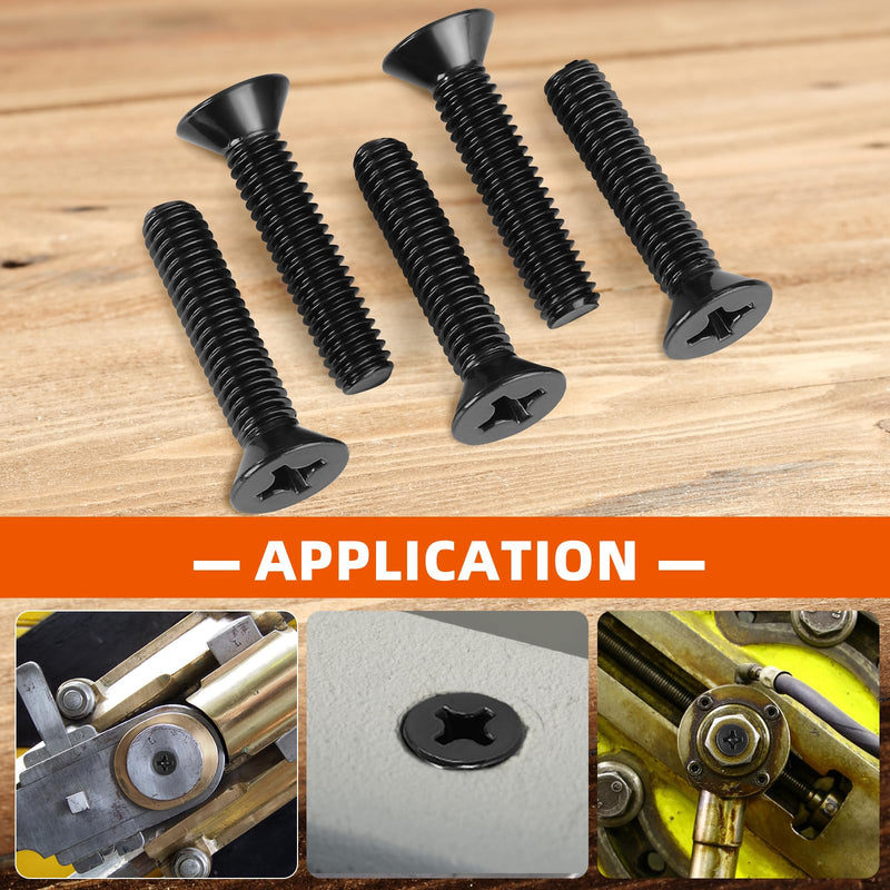 [Australia - AusPower] - #6-32 x 1/2" Flat Countersunk Head Machine Screws, Full Thread, 304 Stainless Steel 18-8, Black Finish, 100 PCS 6-32 x 1/2" 