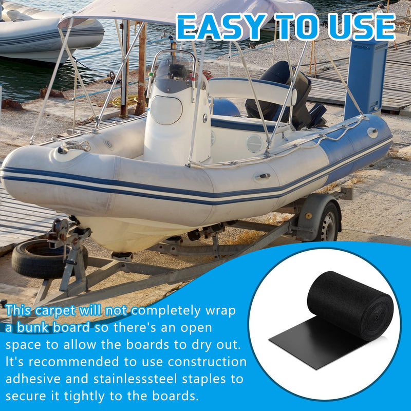 Tinideya Black Boat Trailer Bunk Carpet Water Proof Bunk Carpet Marine Boat Bunk Carpet Outdoor Boat Trailer Bunk Covers Trailer Boat Bunk Padding for Boats Trailers 1 19.6 ft x 7.9 Inches
