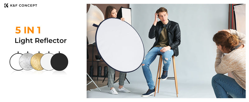 K&F CONCEPT 5-in-1 Light Reflector, 32" (80cm), Collapsible & Portable 32'' (80cm)