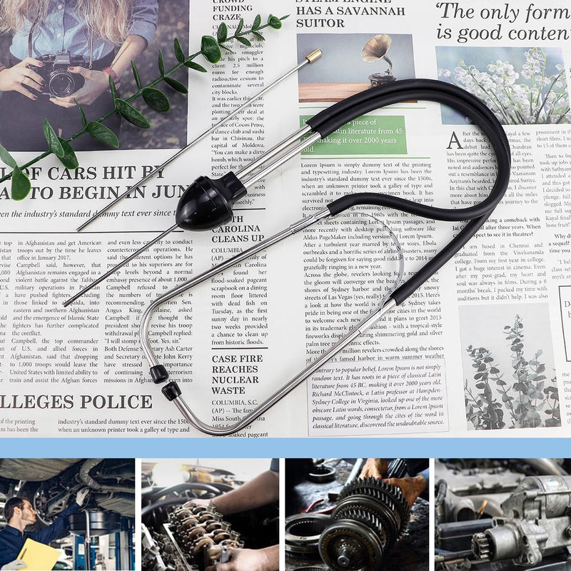 [Australia - AusPower] - Engine Stethoscope Set Auto Mechanics Stethoscope Stainless Steel Car Engine Cylinder Stethoscope Engine Rattle Detector Mechanical Noise Hearing Tool Car Engine Diagnostic Repair Stethoscope 