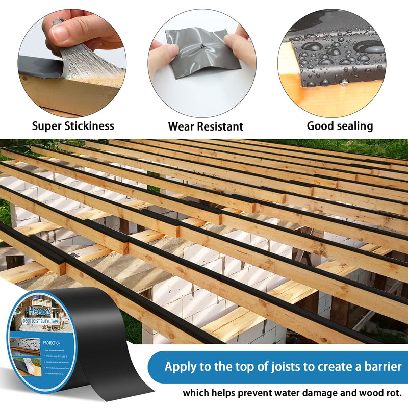 [Australia - AusPower] - Joist Tape for Decking 4"×50,2 Pack Weather-Resistant Deck Joist Tape Waterproof Flashing Tape, Self-Adhesive Joist Tape Decking for Wood Decks Joist Beams Roof 4''×50' 2 Rolls 