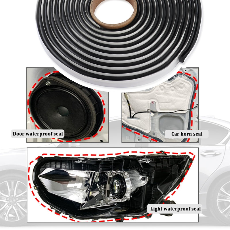 13FT Car Headlight Sealant Butyl Tape,Butyl Rubber Sealant Blocks Dust Water Noise,Universal Butyl Sealant Tape Car Accessories for Car Headlights Taillights Windshield Doors (13Ft x 9mm x 3mm) 13Ft x 9mm x 3mm