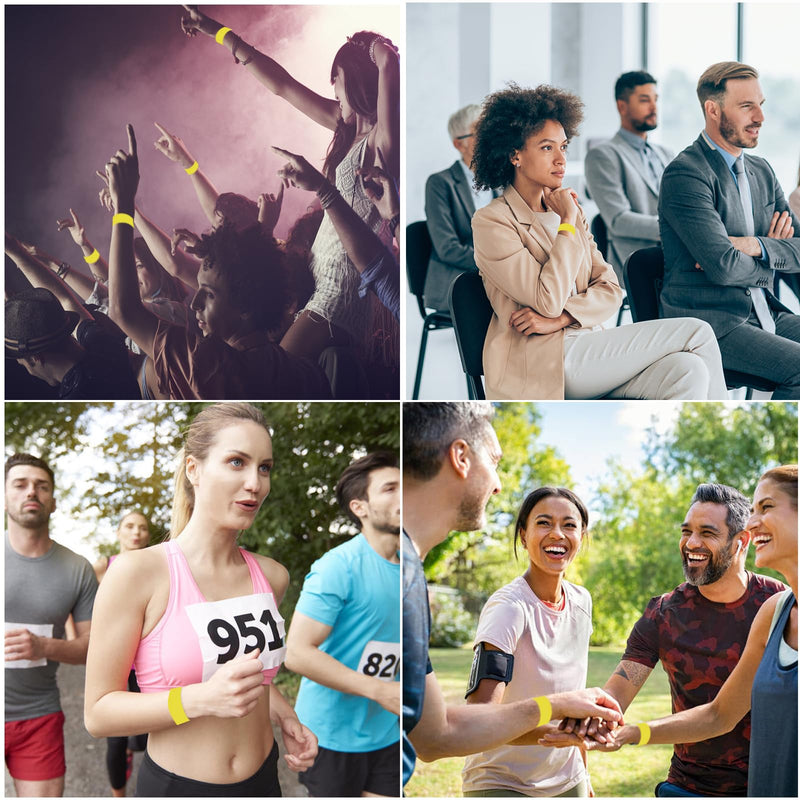 REHALY 1400 Pack Yellow Neon Wristbands for Events - Waterproof & Tear-Resistant Paper Wristbands with Adhesive Closure