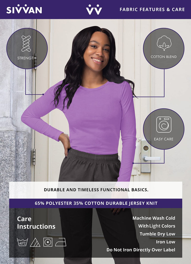 [Australia - AusPower] - Sivvan Scrubs for Women - Long Sleeve Comfort Underscrub Tee Medium White 