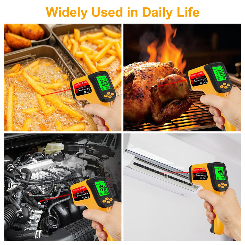 [Australia - AusPower] - Dual-Mode Infrared Thermometer Gun, Non-Contact IR & K-Type Thermocouple Probe, -58°F to 1472°F, High Accuracy, Laser Temperature Gun with Humidity Display, Emissivity, Max/Min, for Cooking BBQ HVAC 