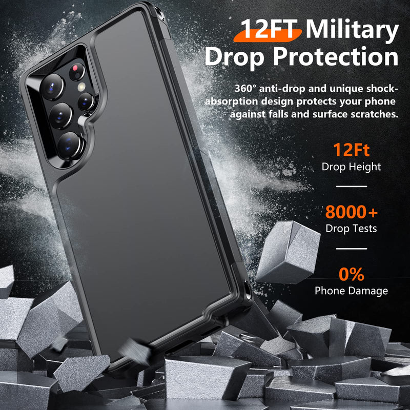 [Australia - AusPower] - Temdan [Heavy Shockproof for Samsung Galaxy S22 Ultra Case,with 2 Pack [Soft Screen Protector + Camera Lens Protector] [12 FT Military Grade Drop Protection] Tough Rugged Full-Body Protection Black/6in1 