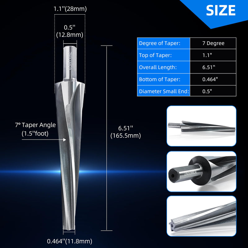 [Australia - AusPower] - 7 Degree Ball Joint Tapered Reamer Tie Rod for 1-1/2 inch Per Foot Tapered Ball Joint Reamer Made of 6542 High-Speed Tool Steel, Reamer Drill Bit Universal Reamer Tool Pipe Reamer 