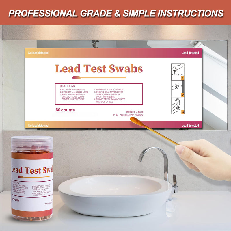AAwipes Lead Test Swab Kit (60 Rapid Home Testing Swabs) 30-Second Results. Dip in Water. Home Use for - Painted, Jewelry, Ceramics, Wood (LS60) 60