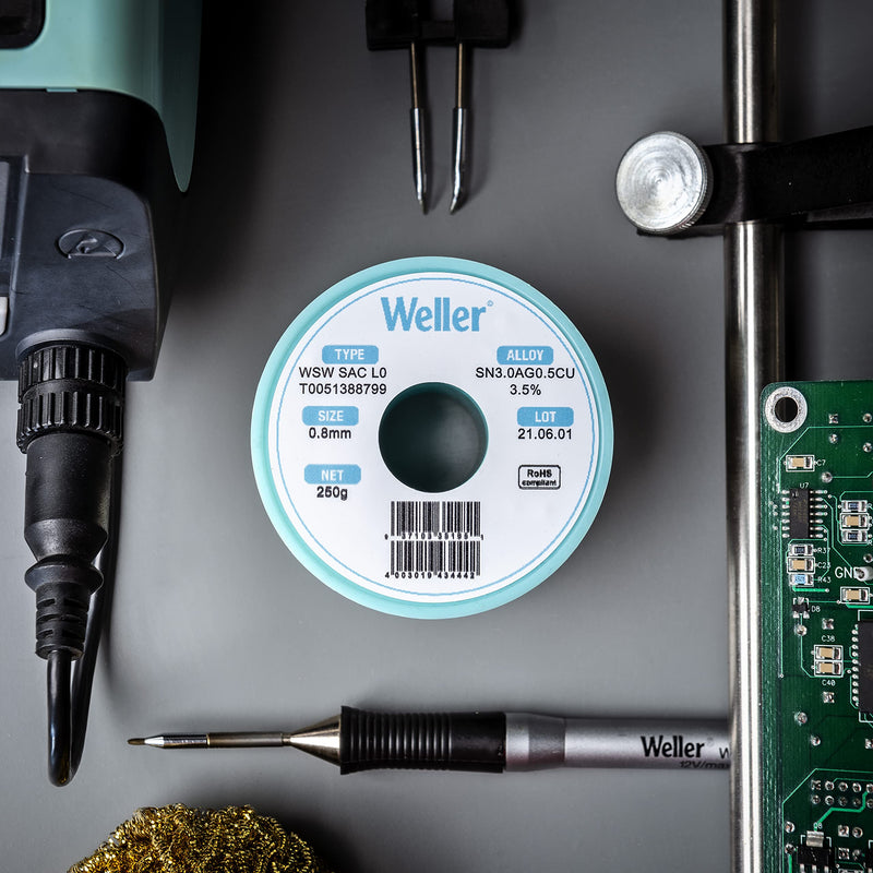 Weller WSW SnPb (T0051403399) Solder Wire, Dia: 0.3 mm / 0.012 in, Wt: 100 g / 3.527 oz, Alloy Sn60Pb40, Flux content 2.2% 0.3mm .3 mm
