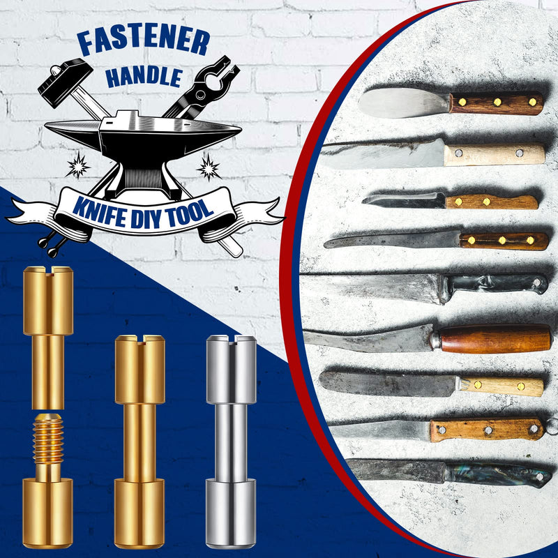 [Australia - AusPower] - 20 Sets Brass Bracket Bolt Fasteners and Stainless Steel Bracket Bolt Fasteners Tactical Lock Rivets Knife Making Supplies Knife Handle Pins Knife Screws for Knife Handles, Head Diameter 6 mm 