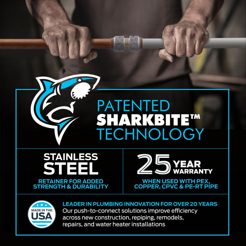 [Australia - AusPower] - SharkBite Max 1/2 Inch MNPT Adapter, Push to Connect Brass Plumbing Fitting, PEX Pipe, Copper, CPVC, PE-RT, HDPE, UR120A 1/2 in. 