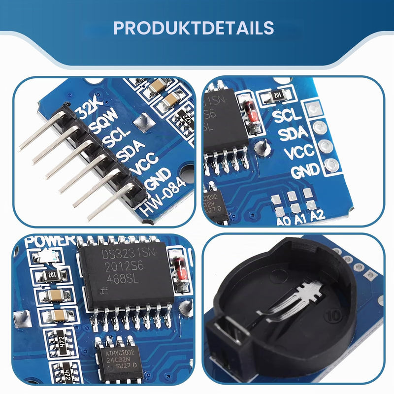 Module Precision Clock Modules, 3 x Real Time Clock RTC, DS3231 AT24C32, High Precision Real-time Clock Module, Includes I2C, Compatible with Arduino and Raspberry Pi, Data Storage