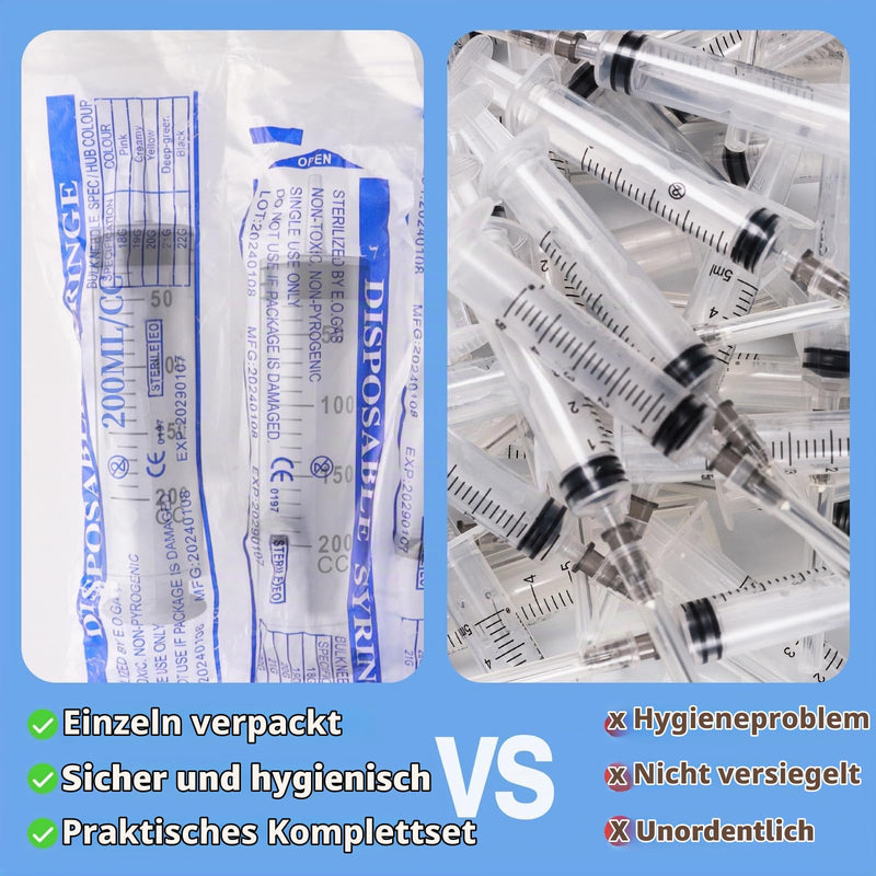 Syringe Syringe 200 ml Large Syringe with Hose Pack of 2 | Oil Syringe, Large Syringe for Engine Oil, Gear Oil, Reusable Liquid Plastic Syringe for Industry Laboratory and Garden 200ml