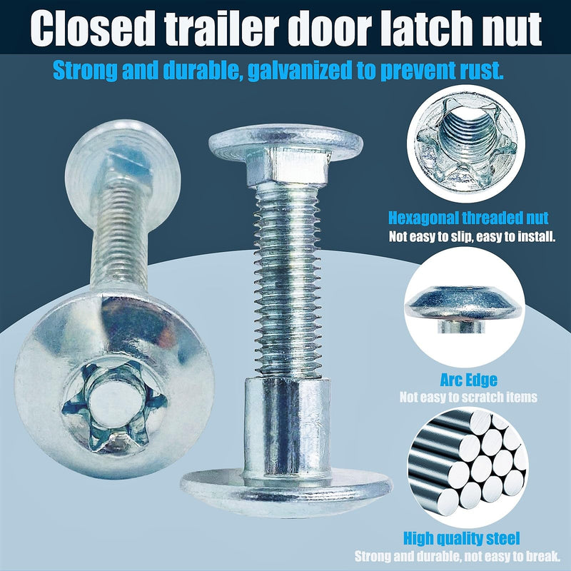 [Australia - AusPower] - Cargo Trailer Door hasp Bar Lock Handle Keeper Padlock Race Enclosed car Hauler 5/16" Thread Torx Truss Dome Head Nut w/ 5/16" x 2" Carriage Bolts 