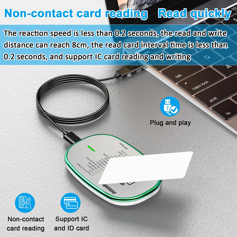 [Australia - AusPower] - RFID Reader 125KHz and 13.56Mhz Card USB Reader Plug and Play USB HID Device Emulate Keyboard for Win Linux Android iOS White 