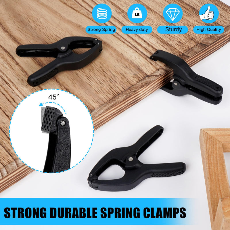 [Australia - AusPower] - Spring Clamps 30 Pack,3.5 inch Plastic Small Spring Clips,Clamps Heavy Duty for crafts,Mini Clamps for Woodworking and Backdrop Clips Clamps for Photography Studios(Black) 3.5"/30-Pack 
