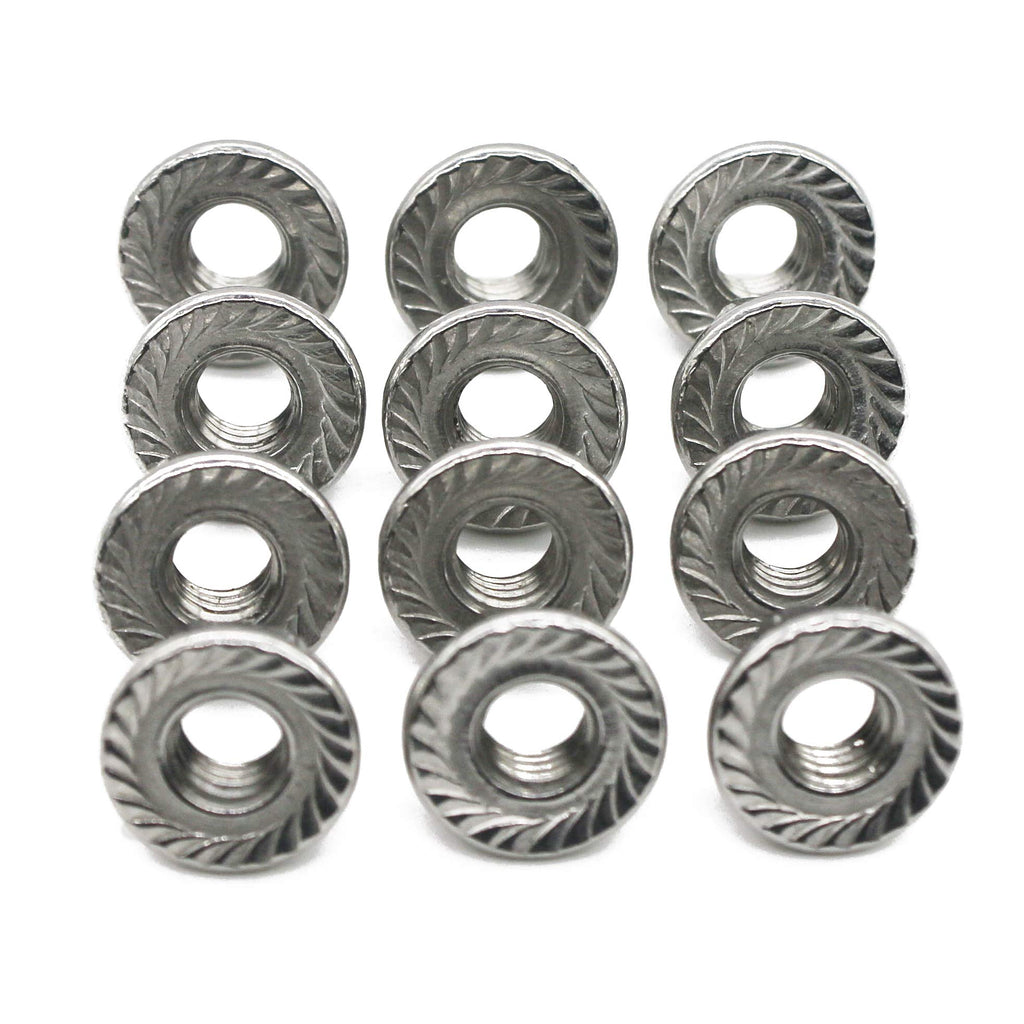 FullerKreg (50 Pcs) M6 x 1mm Serrated Hex Flange Nut, 18-8 Stainless Steel, Bright Finish M6 50PCS