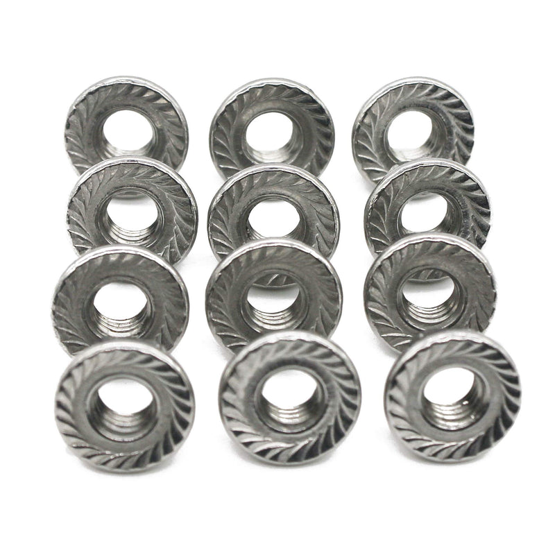 FullerKreg (50 Pcs) M6 x 1mm Serrated Hex Flange Nut, 18-8 Stainless Steel, Bright Finish M6 50PCS