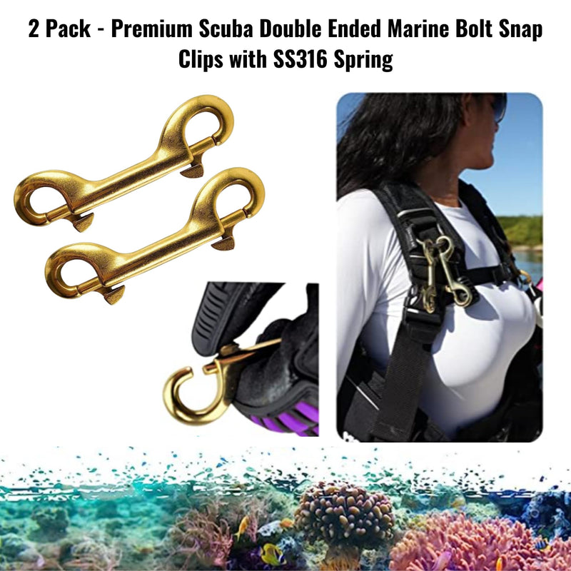 [Australia - AusPower] - Marine Grade 4" (100mm) Double Ended Clips/Bolt Snaps with SS316 Spring 4" (100mm) 18K Gold on Stainless Steel - 2pk 