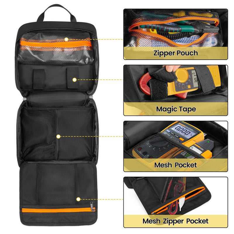 [Australia - AusPower] - Carrying Bag Compatible with Fluke Digital Multimeter/325 Clamp Multimeter, Electric Tester Tool Storage Bag with Multiple Pockets for Electrician (Bag Only) 