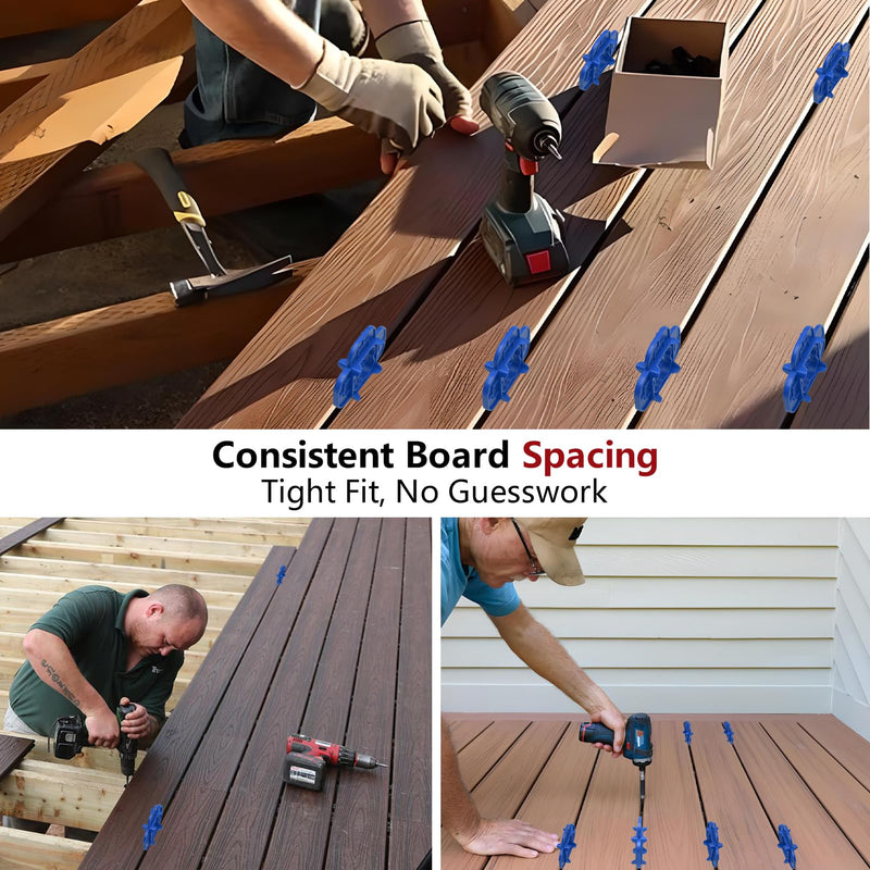 24 Packs 4-in-1 Multi-Size Deck Spacers Tool (5/32", 3/16", 1/4", 5/16") for Composite, PVC, Hardwood & Pressure Treated Decking Board - Red & Blue Options, Easy-to-Use Deck Board Spacers Gap Tool 24