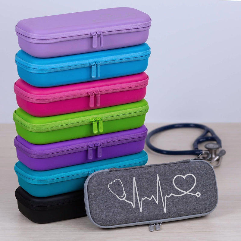 [Australia - AusPower] - ButterFox Premium Stethoscope Case with Divider and ID Slot for 3M Littmann Classic III, Cardiology IV Diagnostic and More Stethoscopes with Pocket for Nurse Accessories (Gray Heart) Gray Heart 