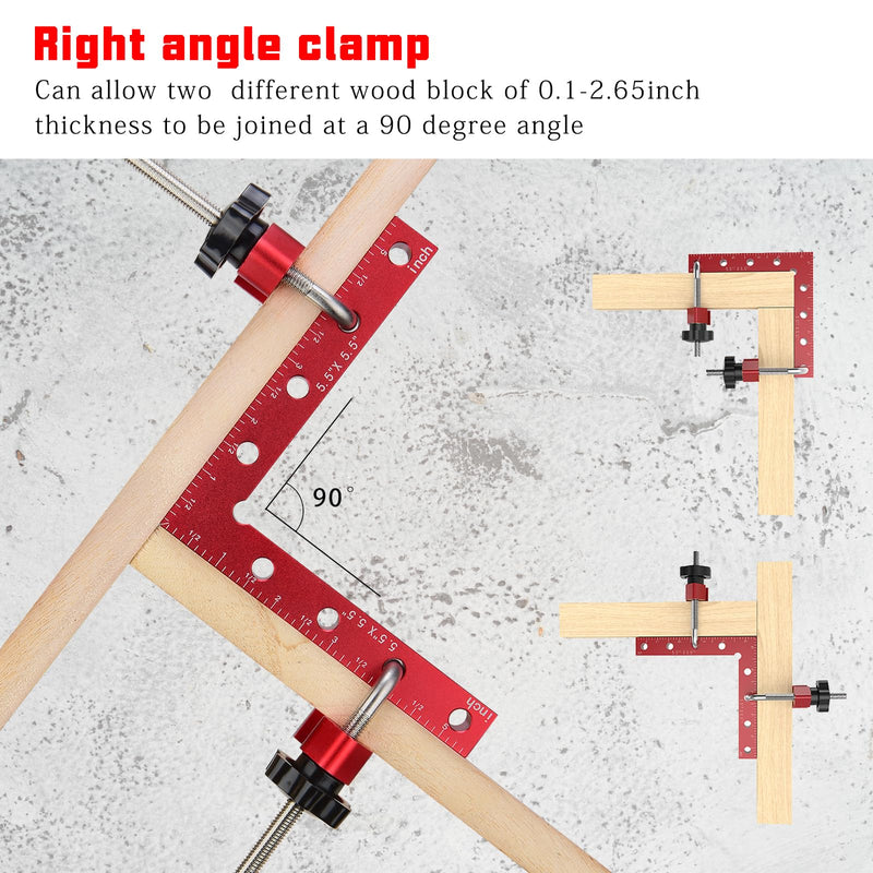 [Australia - AusPower] - 90 Degree Clamp Aluminum Alloy Corner Clamps for Woodworking,5.5" x 5.5"Carpenter Right Angle Clamping Square Tools for Box,Shelves,Picture frames,Drawers Cabinets Position (4 PACK) 14x14cm 4Pack 