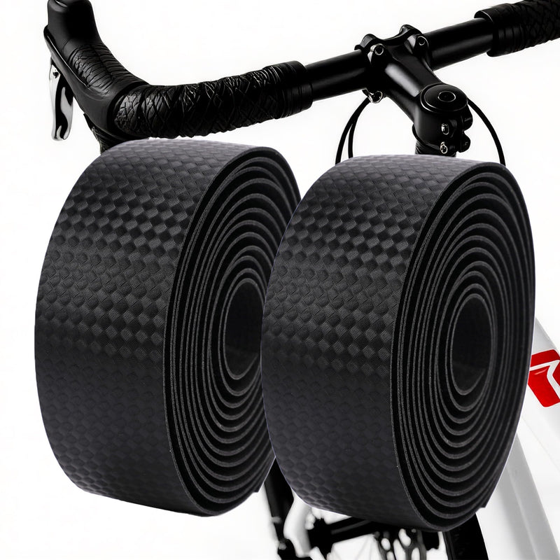 Road Bike Handlebar Tape, Anti-Slip PU EVA Bar Tape, Textured Bicycle Grip Wrap for Road & Gravel Bikes, Thickened Shock Absorbing Handlebar Tape with Bar End Plugs