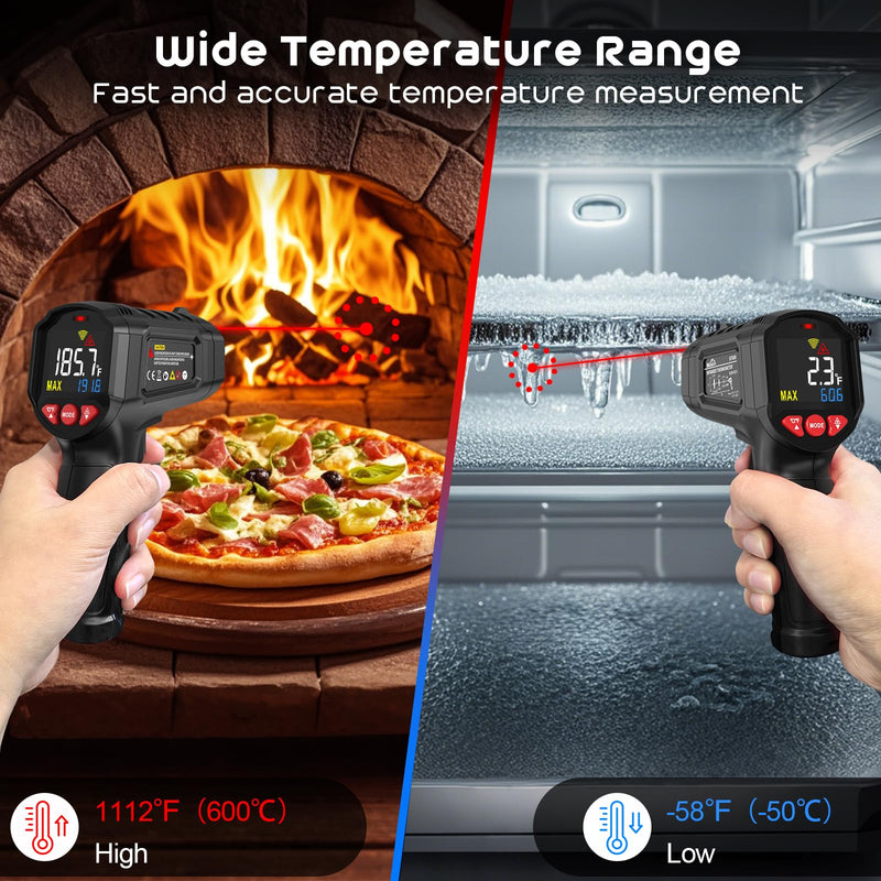 [Australia - AusPower] - SQECH Infrared Thermometer Gun, SIT600 Laser Thermometer Gun -58℉～1112℉,Non-Contact Temperature Gun with Adjustable Emissivity&Color Backlight for Cooking, Pizza Oven,BBQ,Fridge,Engine,HVAC 