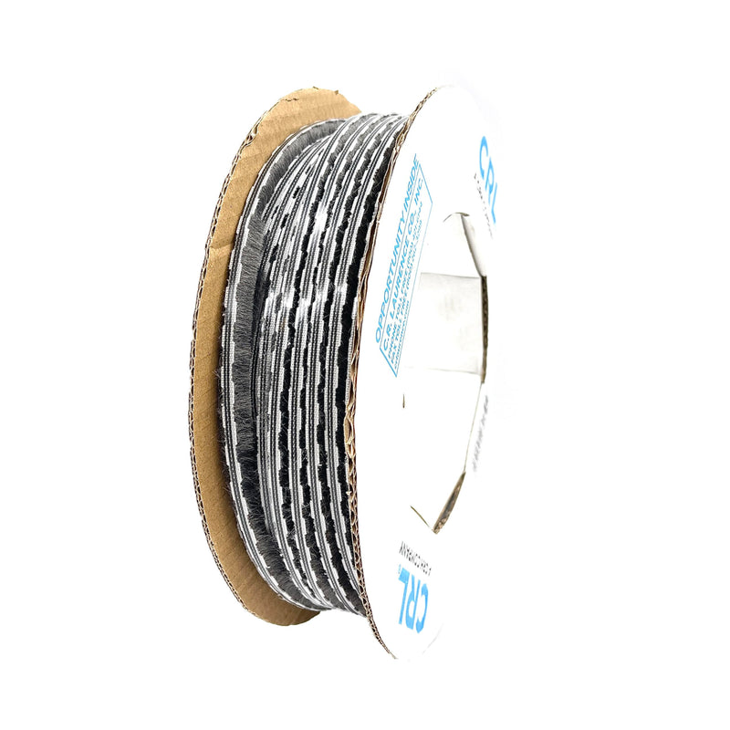 CRL Z78159C 100ft Roll Zipper Pile Weatherstrip, 0.200" Pile Height, 0.187" Backing Width-Gray
