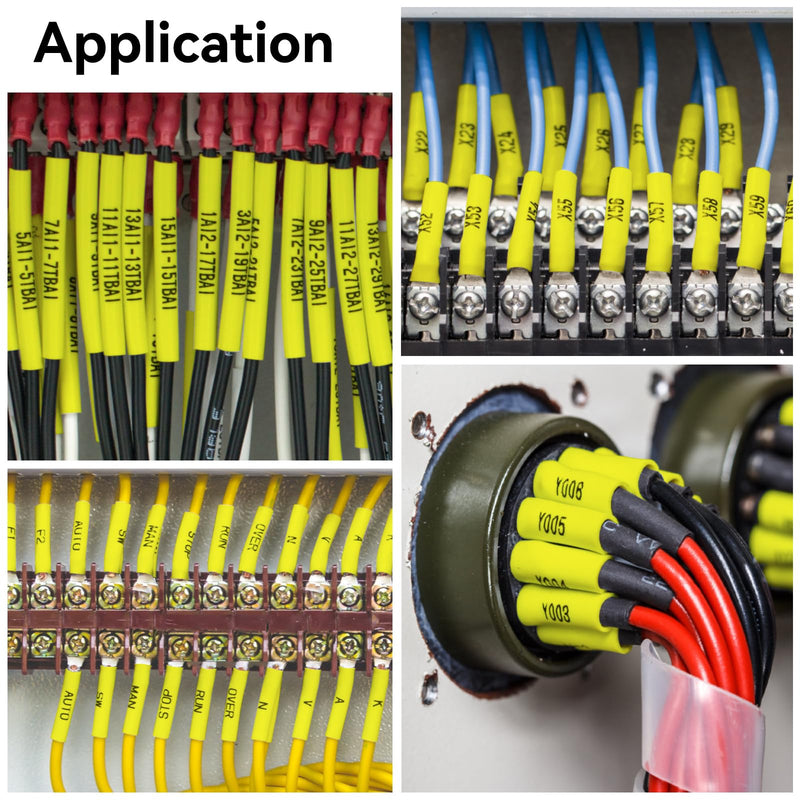 4 Pack Compatible for P-Touch Heat Shrink HSe-651 HSe651 HS651 HS651 23.6mm 0.92 Wire Cable Tube Label Tubing Tape Black on Yellow for PT Ptouch PT-300 H500 E500 E550W D600 P710BT P750W Label Printer 23.6mm(0.92inch)
