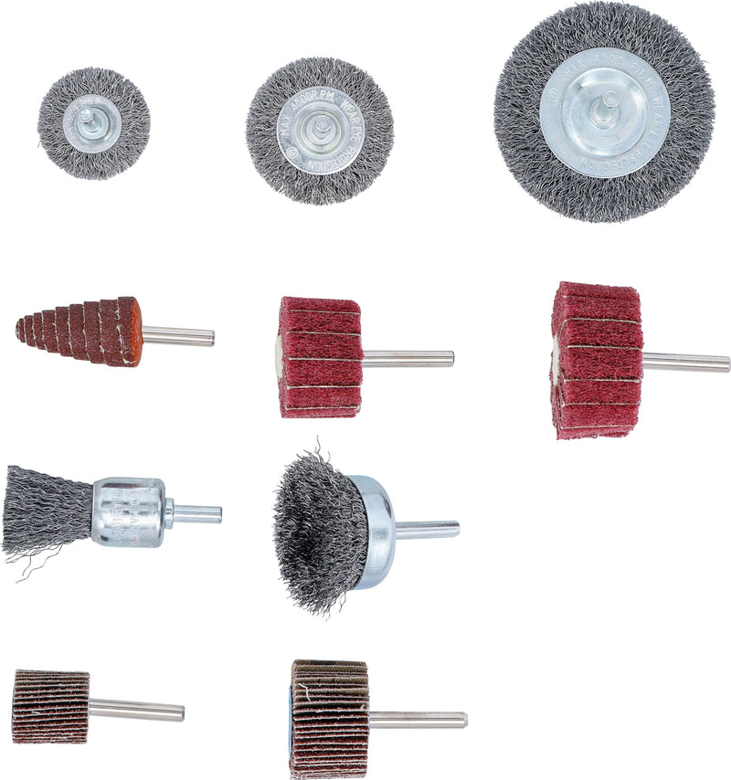 [Australia - AusPower] - BGS 74499 Brush and Grinding Flap Wheel Set 10 Pieces 
